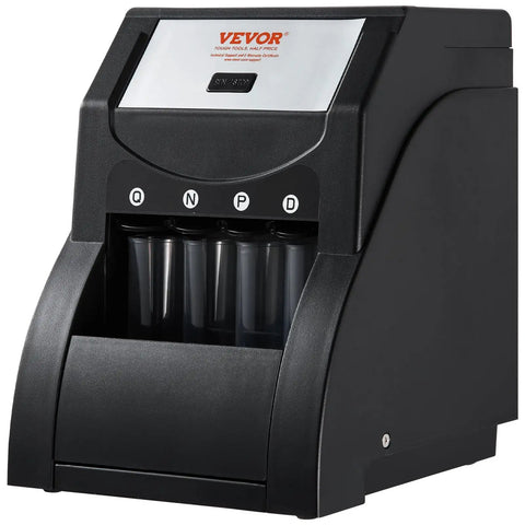Efficient US Coin Sorter And Wrapper Machine With Four Large Coin Tubes, Sorts Pennies Nickels Dimes Quarters, Pro Grade Performance, Black
