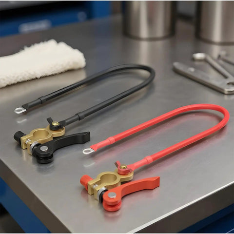 Flexible Heavy Duty Battery Cable Connector And Extension Wire For Truck Marine Golf Cart Motorcycle And Automotive Uses Tinned Oxygen Free Copper Ends For Reliable Power To Alternator And Starter Vehicle Maintenance Kit on workbench