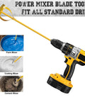 Must-Have Paint And Mud Mixer For Drill 1 To 5 Gallon Buckets Fits All Standard Drill Bits Hex Head Anti-Slip Easy Clean Painting And Plastering Mixer Stirrer Tool Yellow in drill, paint, coating, and cement use