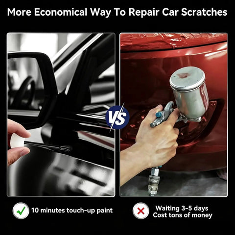 Freshen Up Your Ride With This Badass Car Touch Up Paint 50ml High Density Pigment Wheel Paint visual comparison of quick touch-up vs spray repair.