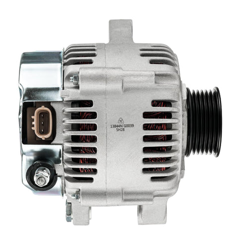 Side view of alternator compatible with Lexus RX300 1999 2003 and Highlander 2001 2003 3.0L 100 Amp 12V CW rotation 6 groove pulley S6