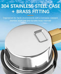 Stainless Steel Pool Filter Pressure Gauge With Two Inch Dial 0 To 60 PSI Bottom Mount One Quarter Inch NPT IP67 Waterproof Anti Corrosion For Pool Pump Spa And Aquarium Filter Clean Filter Indicator, 304 stainless steel case with brass fitting