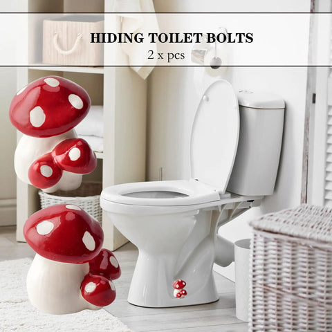 Kick Those Rusty Bolts To The Curb With These Cute Red Mushroom Toilet Bolt Caps That Stealthily Conceal Hardware, 2 pcs.