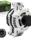 High Output 160 Amp Alternator Replacement For 2011 Through 2023 Dodge Charger Challenger Durango And Jeep Grand Cherokee With 3.6L V6 Engine OE 11572N Ready To Go, side view with packaging