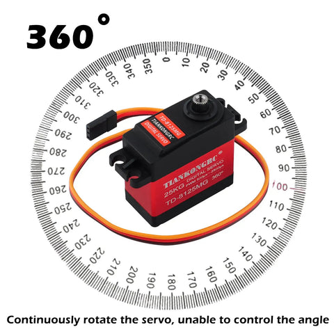 Beefy 25Kg Digital Servo With 360 Degree Rotation, Waterproof Metal Gear, High Torque For DIY Robot Arm RC Models