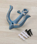 Vintage Rustic Cast Iron Nautical Anchor Wall Hooks Built Tough Real Heavy Duty Coat And Bath Towel Hanger With Quick Install Screws For Household Spaces on a wooden surface with mounting screws.