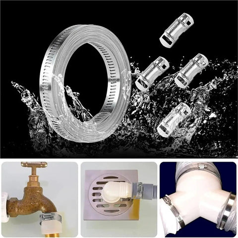 Heavy Duty 2 Set 304 Stainless Steel Adjustable Pipe Clamp Kit With Worm Gear Hose Clamp Band for Tough Jobs And Secure Mechanical Grip That Never Slips Under Pressure Like A Boss, stainless steel hose clamp set