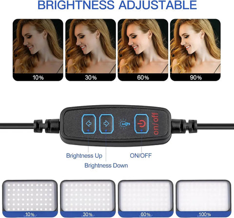 Brightness adjustable control for Two Pack LED Video Light Kit With Adjustable Tripod Stands, Dimmable Continuous Lighting, 5 Color Filters.
