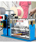 Fully Automatic Wire Stripper Heavy Duty Scrap Copper Cable Machine showing controls, wiring feed, and vibrant copper cable ready for recycling.