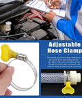 76 Piece Adjustable 8 To 44 mm Range Hose Clamps Kit Key Type Stainless Steel Worm Gear Clamps With Plastic Handle in use