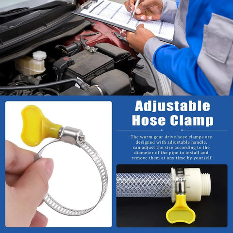 76 Piece Adjustable 8 To 44 mm Range Hose Clamps Kit Key Type Stainless Steel Worm Gear Clamps With Plastic Handle in use