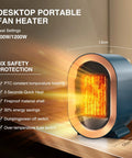 Quiet Ceramic Space Heater For Indoor Use, Portable Electric Desk Heater With 1200W and 800W Heating, Fast Heat Up, Thermostat