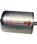 Three Eighths Inch Magnetic Inline Automatic Transmission And Power Steering Filter Replacement with metal housing and flow arrow
