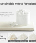 Two Pack Beige Diatomite Soap Dryers Rapid Absorbing Countertop Organizers on a flat surface with diatomaceous earth.