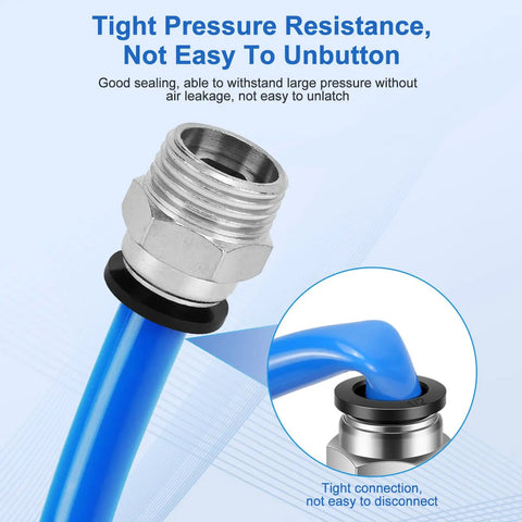 Push To Connect Pneumatic Fittings Half Inch Tube Outer Diameter And Half Inch NPT Thread Quick Connect Air Line Fittings