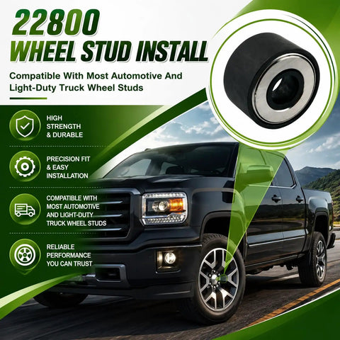 Ditch The Guesswork With This Pro Wheel Stud Installer Tool Kit For Car Repairs! Get Perfect Alignment And Protect Threads Every Time Using The 22800 Oem Spec Adapter Plus Three Heavy Duty Lug Nuts Included In This Durable Removal Set That Saves You. 22800 wheel stud install tool, black iron, for automotive and light-duty truck studs