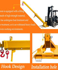 Built Like A Tank 6600 Lb Forklift Telescopic Jib Boom With Zero To Seventy Five Degree Adjustable Tilt, showcasing hook design and installation size.