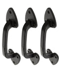 Heavy Duty Barn Door Pulls 3 Pack Aged Iron Finish Black Cast Iron Vintage Gate Handles set against white background