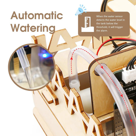 ESP32 Smart Farm Kit for Teens and Adults, Arduino and Scratch Compatible IoT Greenhouse With Auto Watering, Pet Feeder, Solar Windmill, Hands-On DIY Coding Project Gift for Learning and Fun, automatic watering tubing