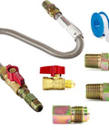 Stainless Steel Flexible Gas Line 22 Inch Universal Range HookUp kit With 12 Brass Flare Shut Off Valve Couplings Perfect For Water Heater Stove Fireplace Install with fittings