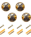 Four Pack Koala Gold Cabinet Knobs, Cute Round Pulls For Drawers, Cabinets, And Dressers, Scratch Resistant Gold Finish