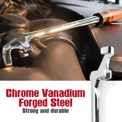 15 Inch Wrench Extender Tool With Torque Multiplier Extension Bar on engine, chrome vanadium steel with red grip