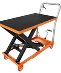 Heavy Duty Hydraulic Lift Table Cart With 1100 Lbs Load Capacity Scissor Lift Platform Workstation For Workshop Easy swivel casters and sturdy design.