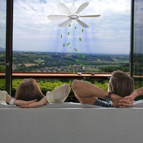 Two people relaxing under an Ultra Quiet USB Ceiling Fan With Remote And Timer, 4 Speed Portable DC Plug In Hanging Fan, scenic view
