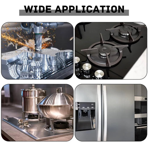 Stainless steel gap filler trim strips, 12x1x0.02 in, 5 pcs, shim stock for DIY crafts and stovetop use.