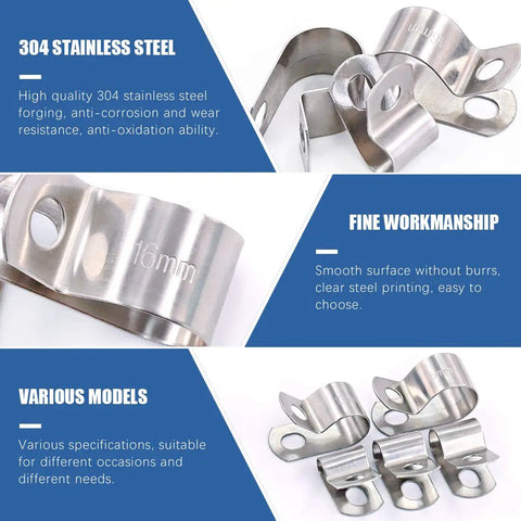 Beefy Stainless Steel Cable Clamp Set 80 Pcs in Five Sizes for Auto Marine Home Workshop