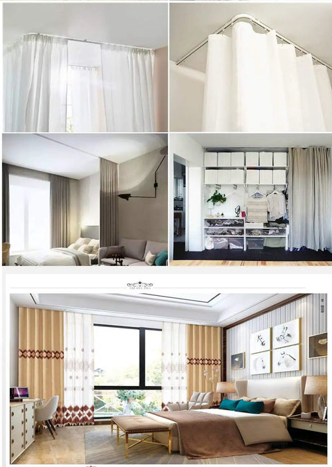 Adjustable Aluminum Curtain Track System Ceiling Mount 3.6ft To 7.2ft Length Flexible Room Divider With Runners And Hooks Easy Install White Finish No Fuss For Windows And Room Privacy in bedroom and closet