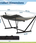 Double Outdoor Hammock With Stand For Patio Backyard And Beach, Heavy Duty Steel Frame, Portable Foldable Design, side view