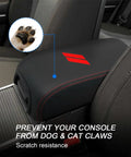 Dodge Charger Center Console Cover Leather Armrest with Red Stitching, protecting console from pets, fits 2011-2023 Charger, 2015-2022 Chrysler 300