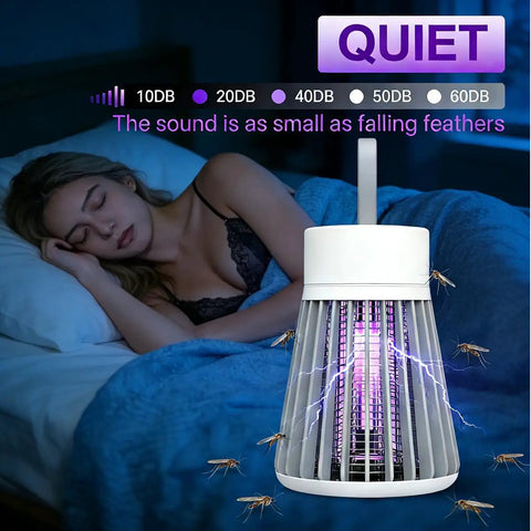 Indoor Outdoor Mosquito Zapper USB Rechargeable Bug Killer Lamp Portable UV Insect Trap on nightstand in bedroom