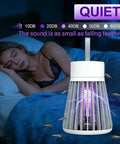 Rechargeable 2 In 1 Bug Zapper Lamp For Indoor Outdoor Use with 1200mAh Battery showing quiet operation beside sleeping woman.