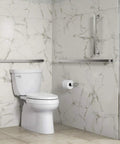 Bathroom displaying Open Ended Towel Arm In Brushed Nickel Finish For Avid Collection near toilet on marble wall