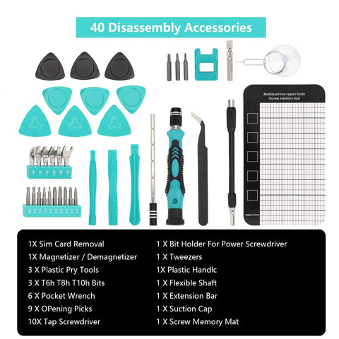 Magnetic 138 In 1 Precision Screwdriver Kit with 40 tools, including multi-size bits and repair accessories for electronics fix.