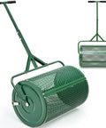 24 Inch Compost Spreader For Peat Moss And Manure Lightweight Metal Mesh Roller With Adjustable T Shaped Handle Easy Roll Lawn Garden Topsoil Spreading Tool For Mulch And Soil Green, close-up of metal mesh roller
