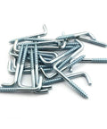 Hardcore Zinc Plated Square Bend Hooks M5 Lag Screws 25 Pack Heavy Duty Carbon Steel shoulder fasteners in a pile.