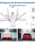 Super Bright LED Garage Light 2 Pack 10000 Lumens 6500K Shop Light With Five Adjustable Panels in garage lighting setup.