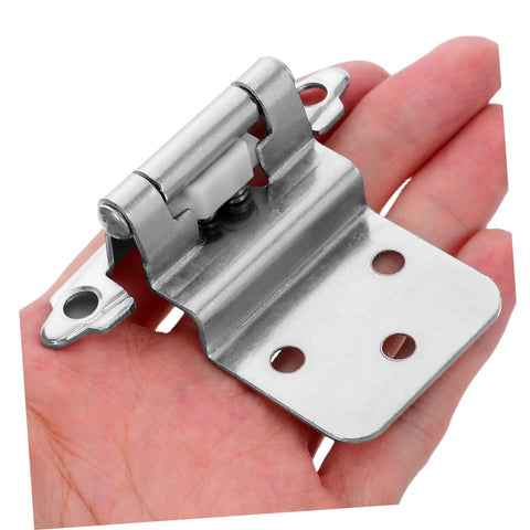 Inset cabinet hinge, silver metal, soft-close with mounting plate