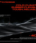Cold-climate rubber material showing flexibility and durability, withstands temperatures to -40°C, ideal for harsh conditions.