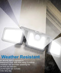 Solar Motion Sensor Flood Lights Outdoors Three Head Design With Wide Coverage And Motion Activated Technology in rain