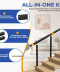 Image showcasing the all-in-one kit for Eight Foot Modular Black Stainless Steel Handrail for easy assembly and installation.