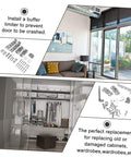 Stainless Steel Sliding Door Roller With Nylon Wheels For Patio Doors Built To Last Heavy Duty Quiet Glide Smooth Track With Enlarged Diameter Pulley Durable Hardware Kit installation on glass sliding doors and closet.