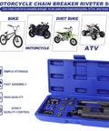 Heavy Duty Chain Breaker And Rivet Tool Set 19 Piece Chain Link Cutter Kit in blue case with tools for bikes motorcycles ATVs UTVs
