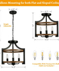 Convertible Rustic Ceiling Light Do It All Semi Flush Mount Or Pendant Farmhouse Style 46in tall sand black wood finish