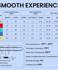 Chart showing dimensions and specifications for 350 Piece Solder Seal Wire Connectors Kit All In One With Marine Grade Heat Shrink Waterproof Butt Splice Terminals.