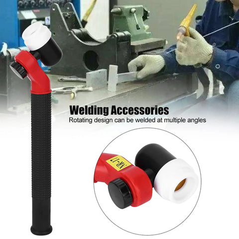 Air Cooled Welding Torch Head With Flexible Neck For Multi Angle Welding, lightweight, black and red design in use