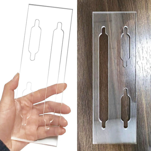 Slick Clear Acrylic Keyhole Slot Routing Template For Hanging Picture Frames And Woodworking Projects Features One Quarter Inch Thick Hardened Material